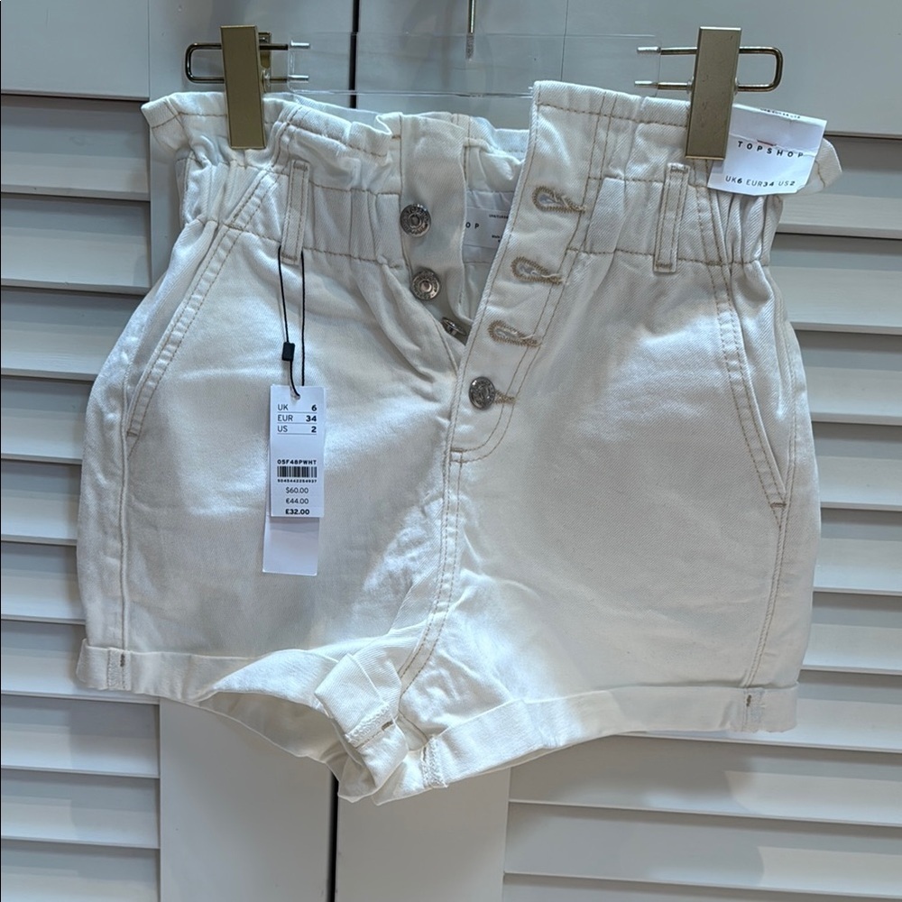 Topshop Women's White High-Waisted Shorts